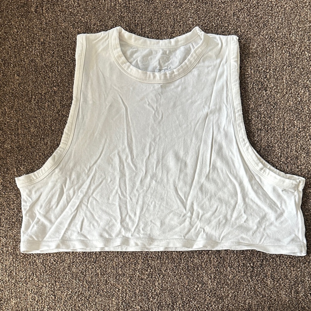 YoungLA White Cropped Muscle Tank
